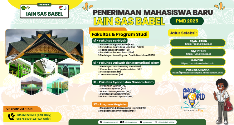 Informasi Penerimaan Mahasiswa Baru IAIN SAS Bangka Belitung Tahun 2025