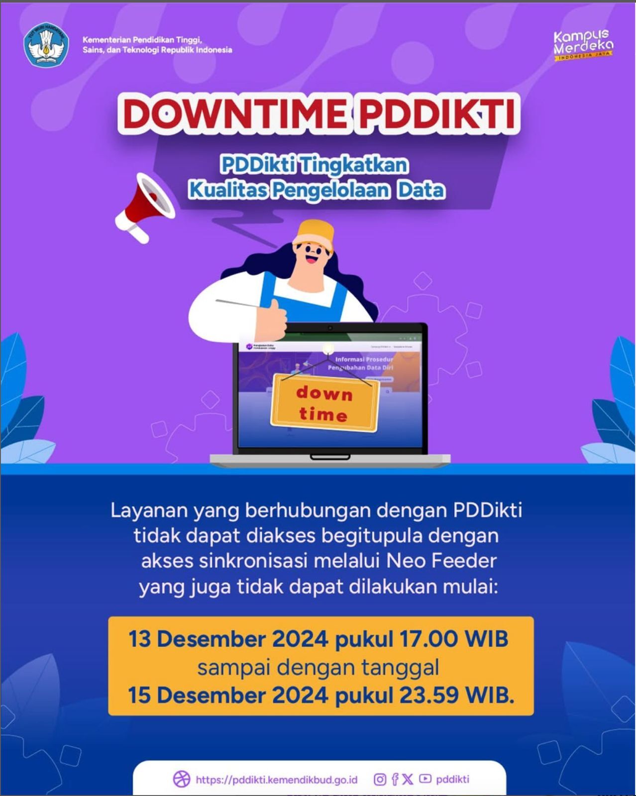 Pengumuman Maintenance Layanan PDDikti